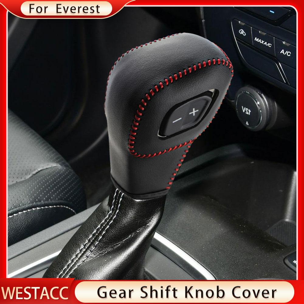 Чехол из натуральной кожи с левым рулем и правым рулем, чехол для ручки переключения передач автомобиля для Ford Everest Ranger-2022, ошейники шестерни, наклейка на шестерню