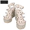 [Excellent Condition] Rock Studs Calfskin Strap Wedge Shoes 34 IvoryUsed