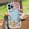 Phone Case: 2D flat design suitable for iPhone 18 17 16 15 14 13 Pro protective case, cherry blossom puppy, perfect Christmas and Halloween holiday gi