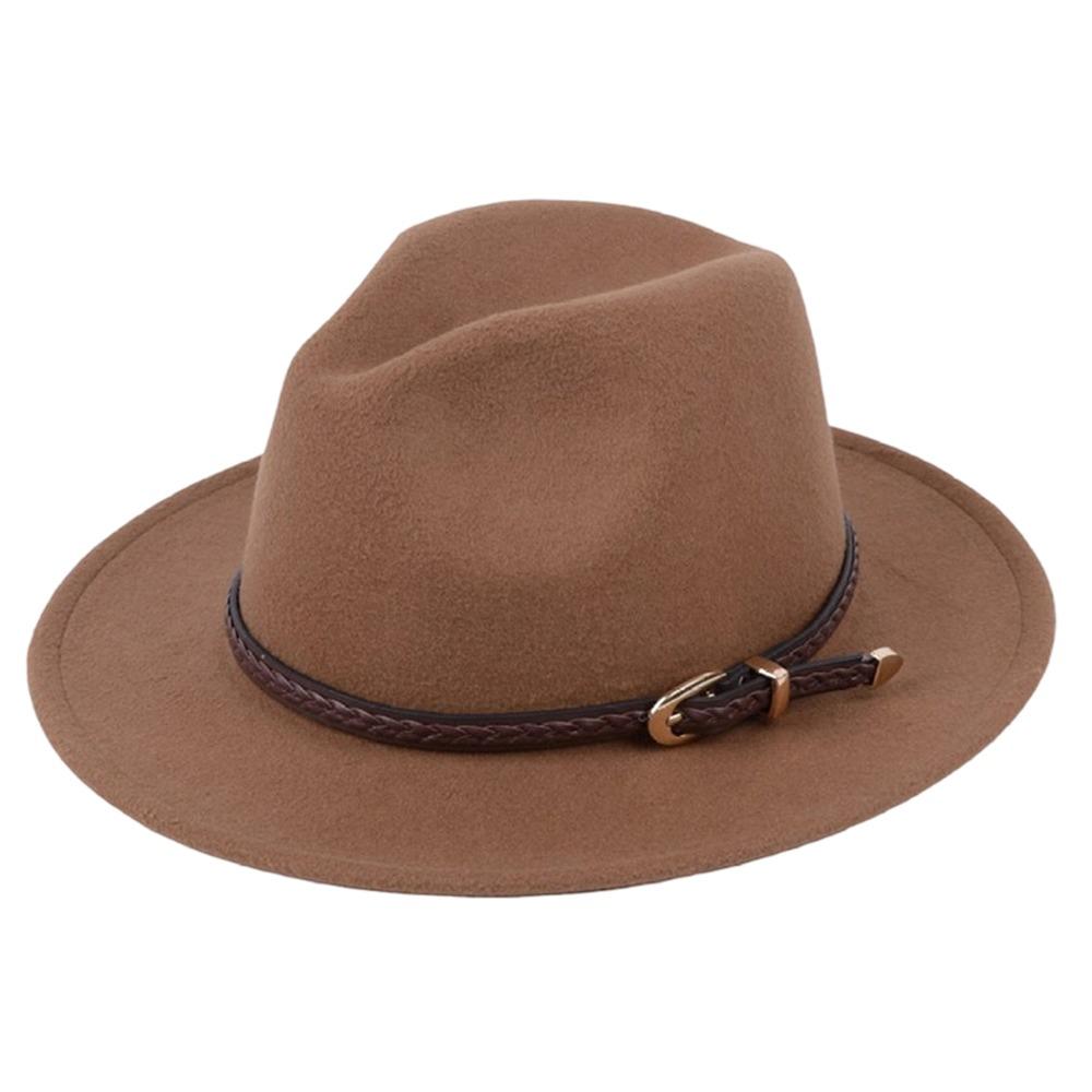 With Belt Buckle Panama Cap Vintage Cowboy Cap Fashion Rancher Hat for Men Women