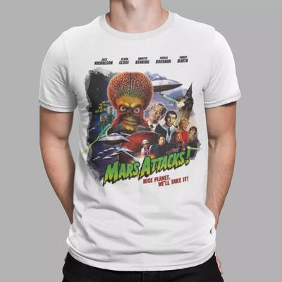 Футболка Марс атакует Инопланетный Фильм 90-х Ретро Крутая Забавная кинопостер Унисекс Футболка