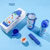 Tiger Kids Cartoon Insulated Water Bottle with Double Lid and Pouch, 500ml