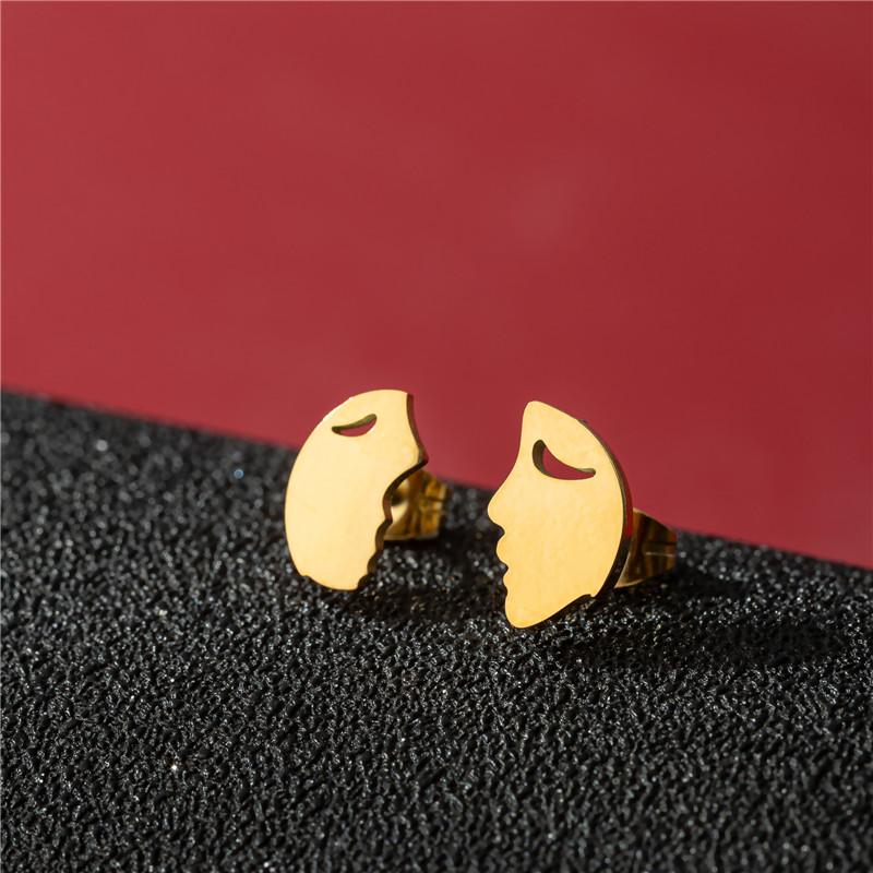 Punk Spider Web Earring for Women Stainless Steel Music Glasses Penguin Studs Earrings Minimalist Ear Piercing Jewelry Gift