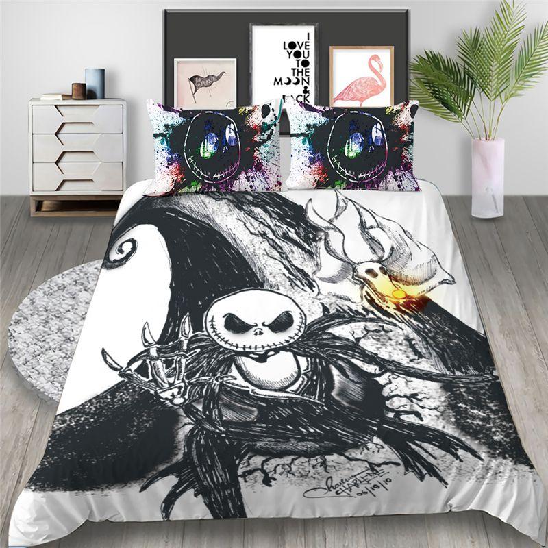 Роскошный постельный комплект «Кошмар перед Рождеством» с элегантным пододеяльником и наволочкой