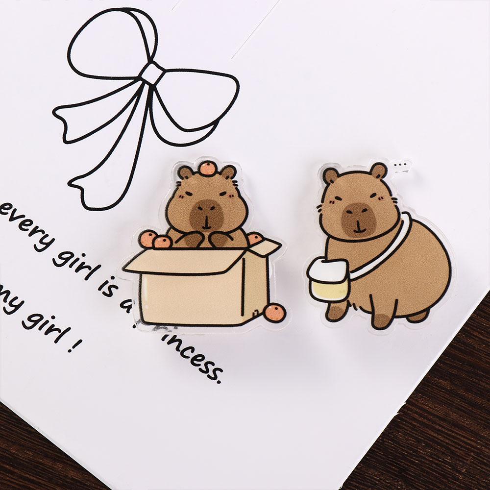 Милая брошь капибара, значок капибары в виде животного, мультяшная акриловая булавка капибара для девочек