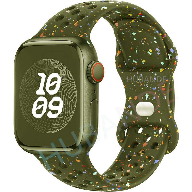 Спортивный ремешок с цветными частицами, резиновый ремешок для Apple Watch 49 мм 46 мм 45 мм 44 мм 42 мм 41 мм 40 мм для IWatch 11 10 9 8 7 6 5 4 3 SE