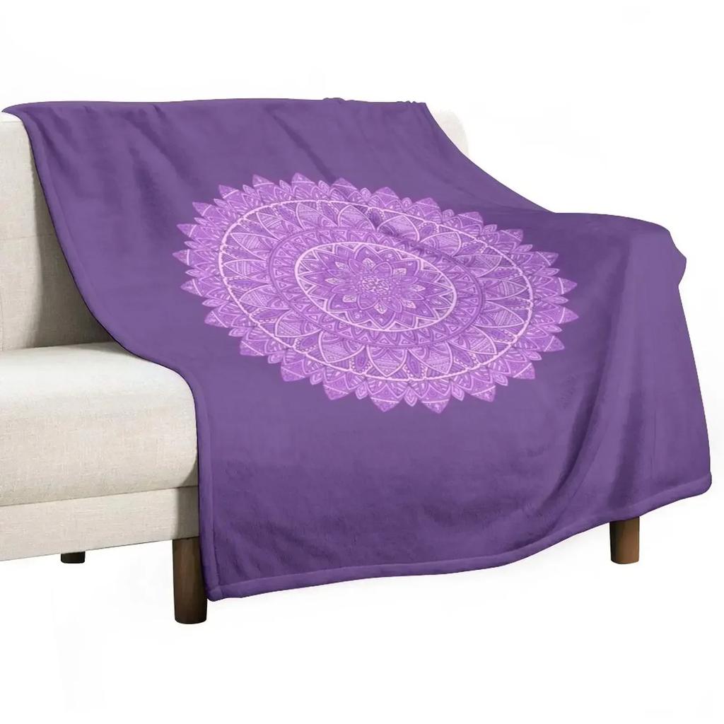 Purple Mandala Throw Blanket Plush Fuzzy Cozy Blanket for Couch Sofa