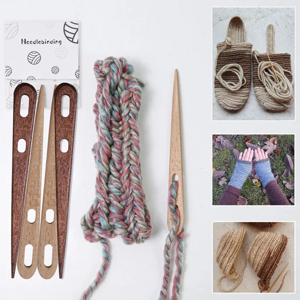 2/4x большие швейные иглы с ушком DIY деревянные ткацкие станки инструменты гобелен штопка две большие спицы для пряжи рукоделие ремесла