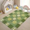 Boho Green Geometric Kids Area Rug Vintage Kilim Print NonSlip Floor Mat for Playroom Nursery Living Room Cute Home Decor