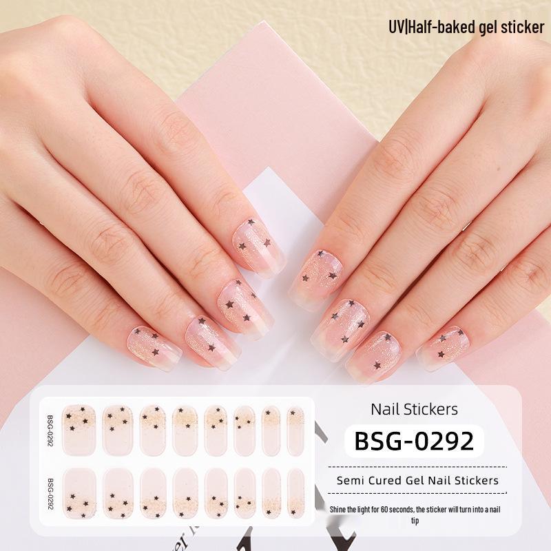 UV Semi-Cured 3D Gel Nail Stickers for 16 Fingers