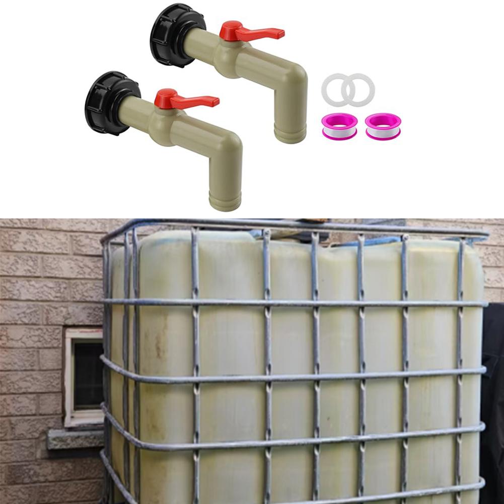 Plastic Faucet Set with Two Connectors Two Gaskets Two Conversion Covers and Tapes for 1000L Rainwater Tanks Easy Installation