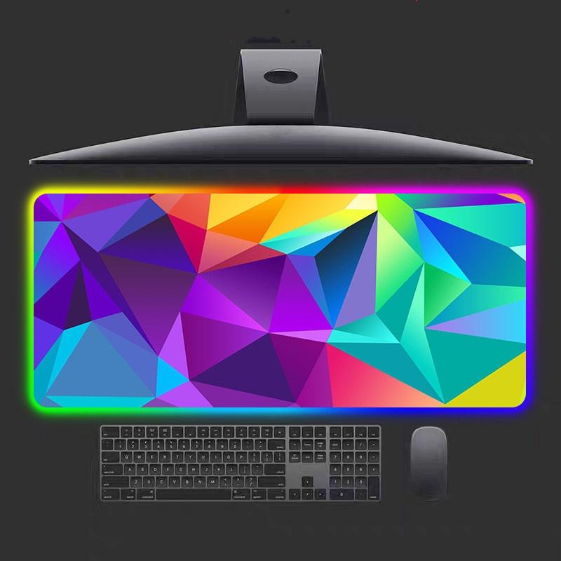 RGB большой 90x40 см офисный коврик для мыши светодиодный игровой коврик для мыши клавиатура компьютер геометрический стол подушка для планшета ПК коврик для ноутбука