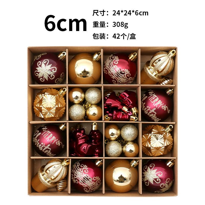 Christmas Ornaments Set 42pcs Red Gold Painted Balls Tree Hanging Decorations