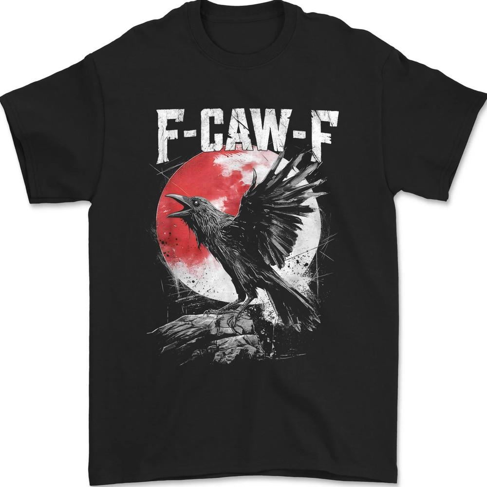 F-Caw-F Черный Ворон Черная Птица Луна Готика Взрослый Юмор Смешной Ворон F-Caw-F Футболка