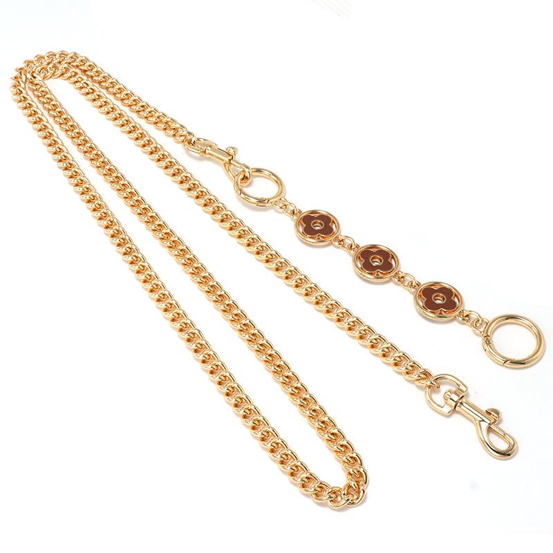 Съемный ремешок-цепочка для сумки 'Клевер на удачу' - Универсальный декоративный металлический аксессуар для сумки через плечо и рюкзака