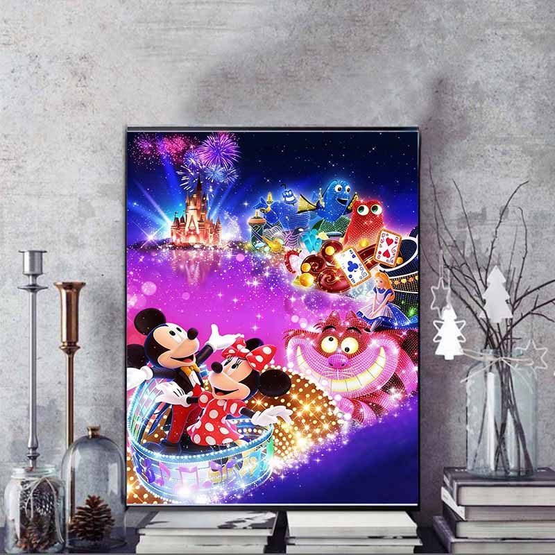 Disney 5D DIY Алмазная мозаика Диснейленд Ночной парад Полностью круглые Алмазы Мультяшная Вышивка крестом Арт-картина для украшения дома