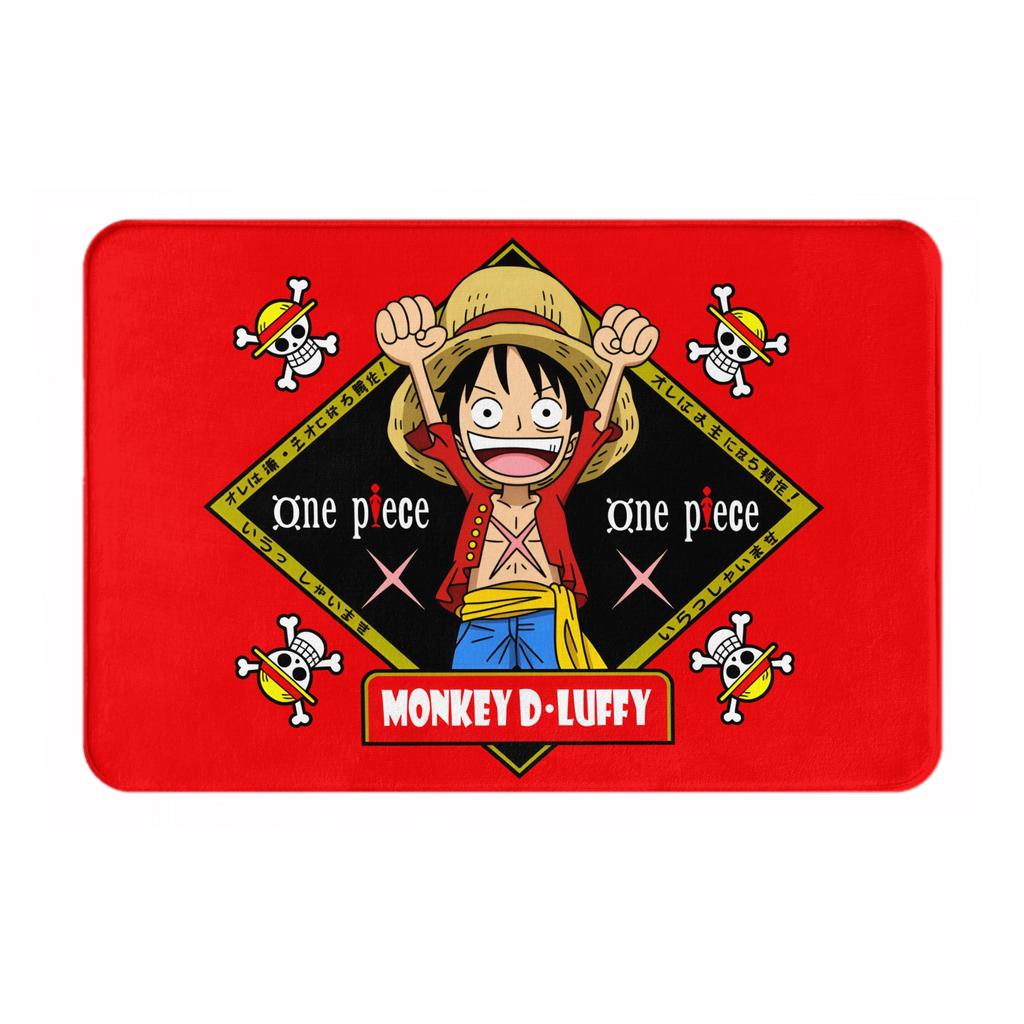 Anime One Piece Door Floor Bathroom Kitchen Mat Anti-Slip Indoor Pirate King Luffy Doormat Garage Entrance Carpet Rug