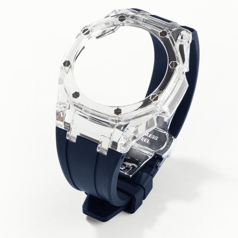 Для Casioak G-Shock GA-2100 GM-2100 GMA-S2100 GA2100 Мод-комплект Прозрачный корпус из поликарбоната Резиновый ремешок Запасные аксессуары для ремешка часов