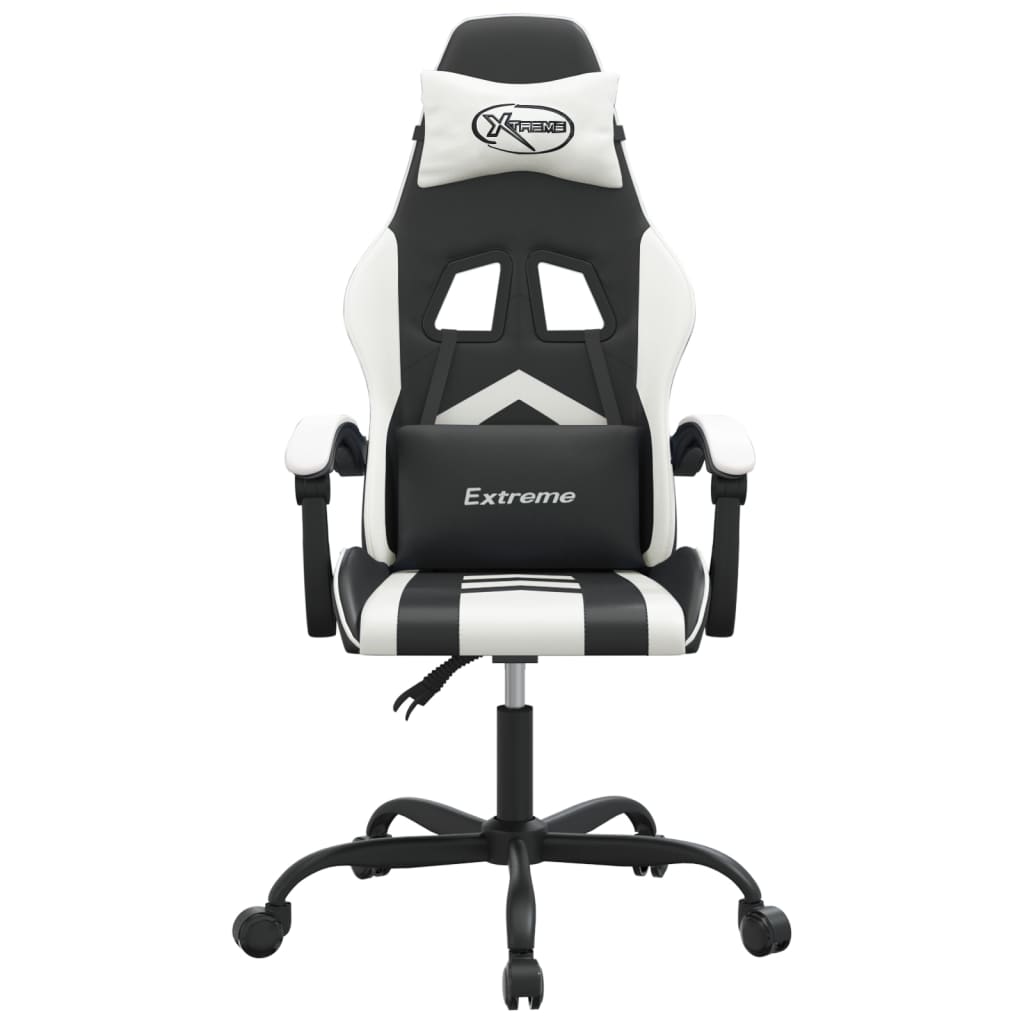Gaming Chair Black and White Artificial Leather