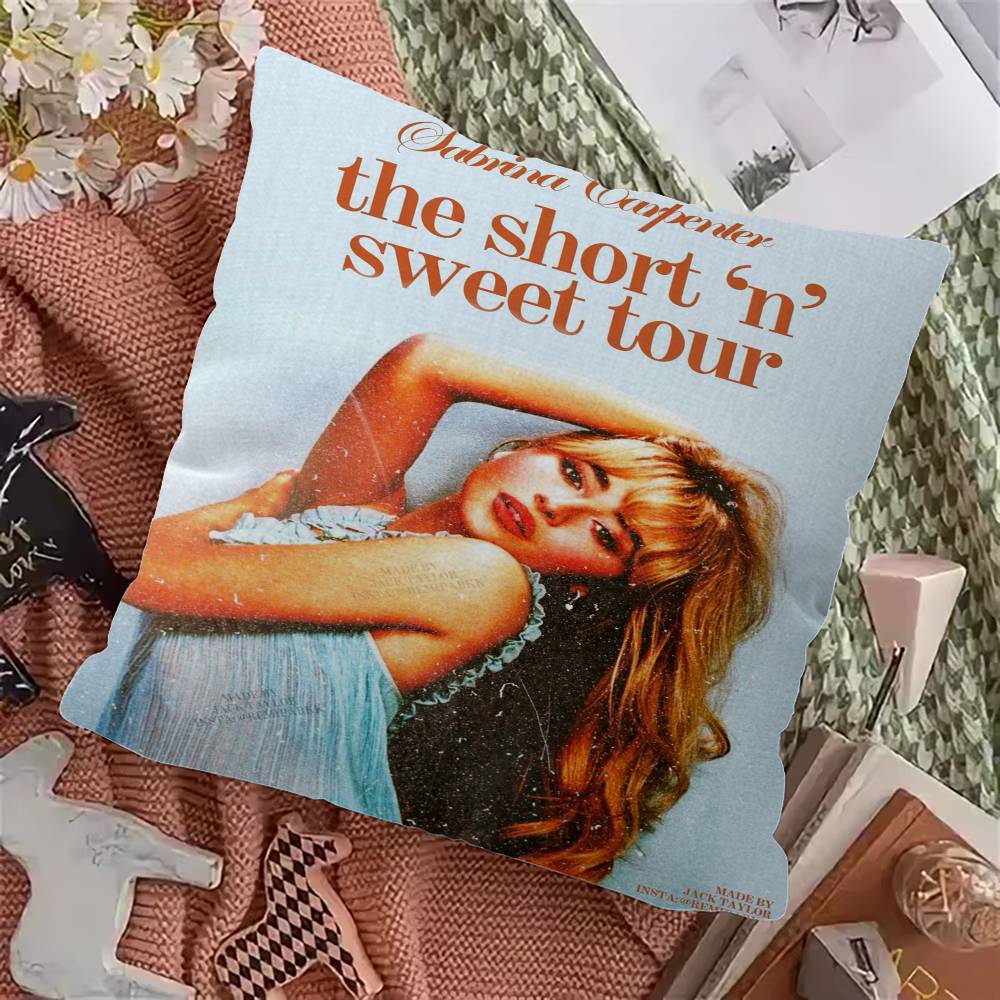 S-Sabrina C-Carpenter Cushion Cover Car Throw Pillow Case For Sofa Car Christmas Gift 40x40cm 45x45cm