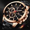 Лучший бренд, спортивные часы, повседневные мужские водонепроницаемые кварцевые часы, светящиеся мужские деловые часы из черного золота
