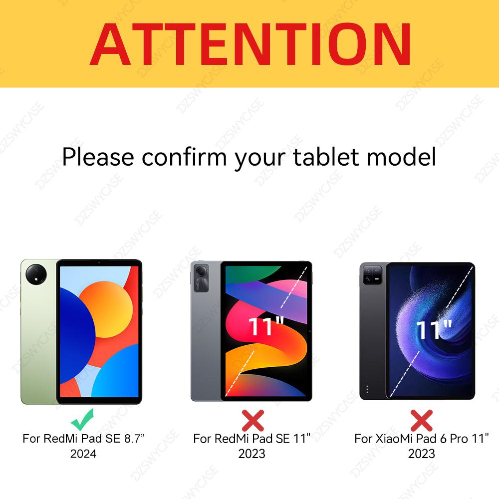 Чехол для Redmi Pad SE 8,7 дюйма, Силиконовый чехол для планшета, Тонкий чехол-книжка с подставкой, Умный чехол с функцией Авто Сон/Пробуждение