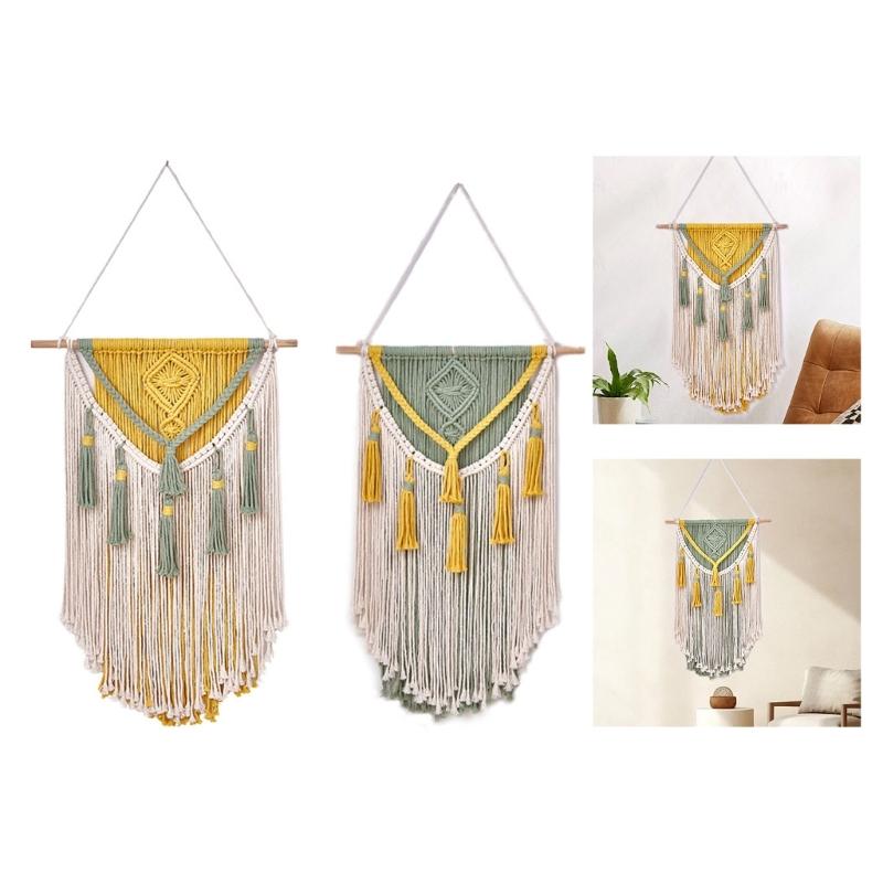 Colorful Handwoven Cotton Rope Tassels Wall Hanging Tapestry for Home Decoration Living Room or Bedroom Wall Pendant