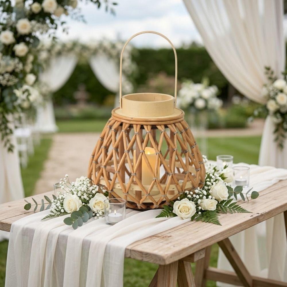 Natural Bamboo Bamboo Lantern Rattan Material Handmade Ornament Home Farmhouse