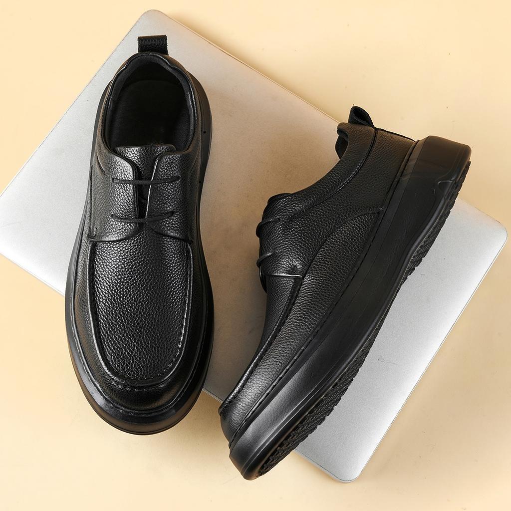 Men's Shoes Leather Casual Shoes Men's New Lace-up Leather Shoes Men's Platform Men's Shoes Leather Breathable Super Soft Comfortable Non-slip