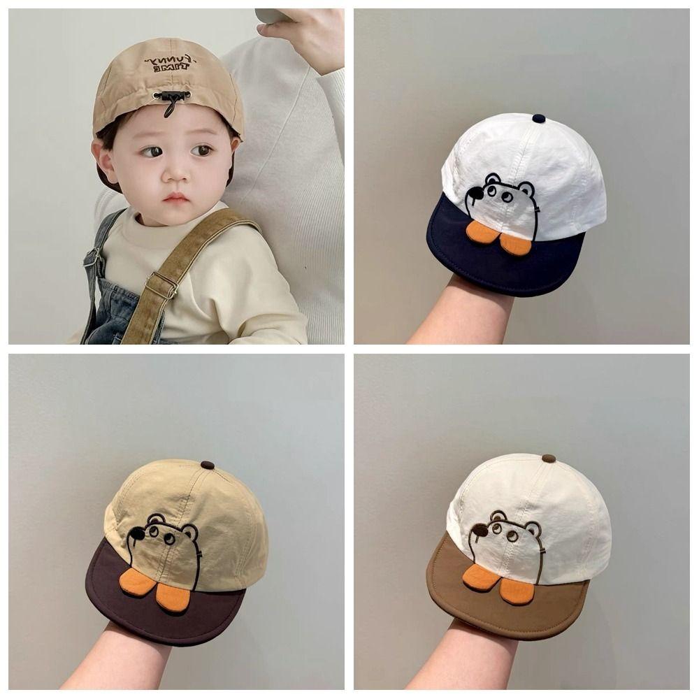 Casual Infant Sun Visor Hat Quick Dry Kids Peaked Caps Spring Cartoon Bear Baby Hat  Boys/girls