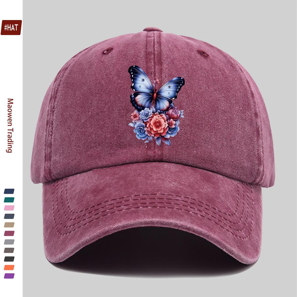 pc pcs Adjustable Trucker Baseball Cap with Butterfly Floral Print Snapback Buckle Closure Lightweight Suitable for Men