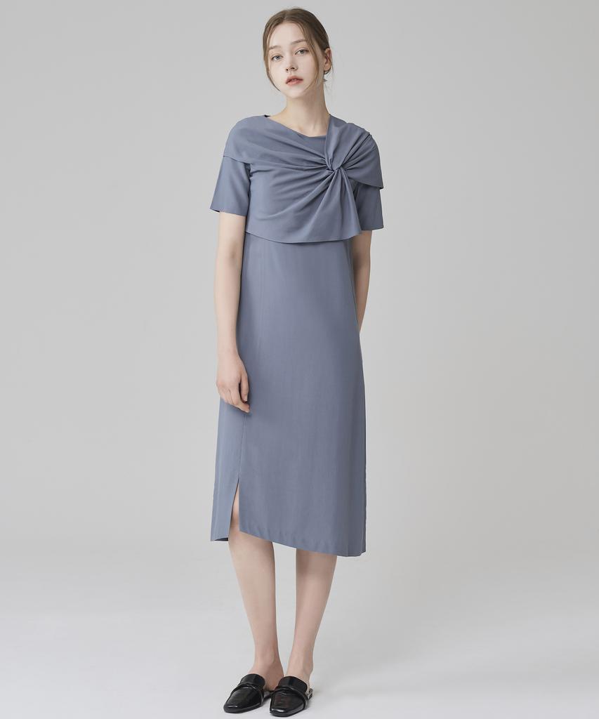 Hye Young Kim Silk Interlace Short Sleeve Dress - Cerulean