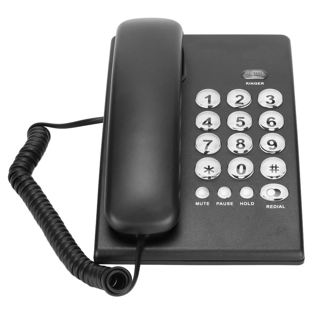 KXT504 Single Wired Corded Telephone Multifunction Style Desktop Phone with Big Buttons for Home Office Hotel(Black )