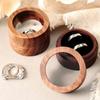 Personalized Wooden Wedding Ring Box with Clear Round Engagement Proposal Holder Double Ring Bearer Box Ceremony