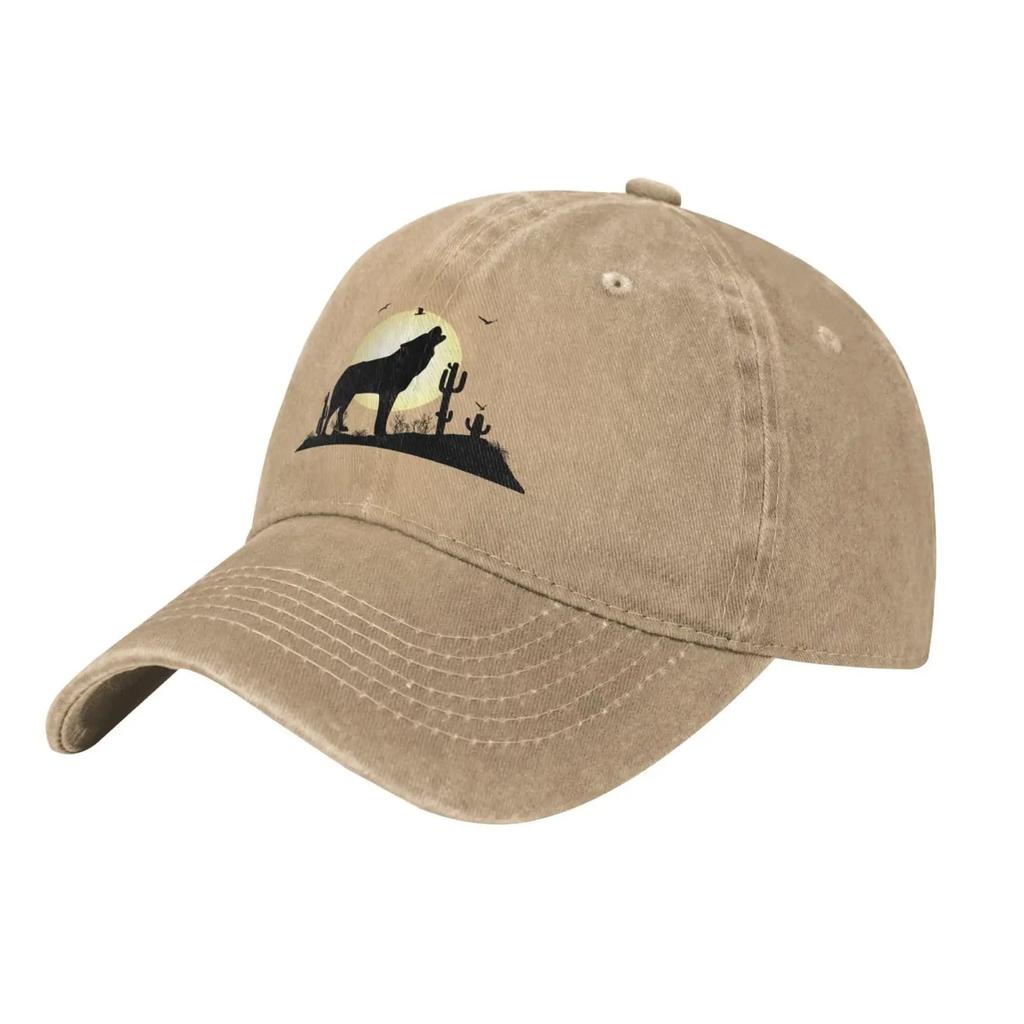 The Wolf Howls Under The Moon Baseball Cap for Men Women Hats Denim Trucker Caps Dad Hat