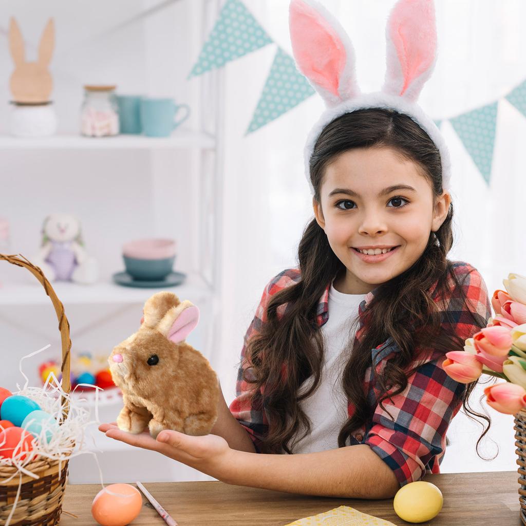 Электрическая имитация плюшевой игрушки для домашних животных на Пасху, может ходить и лаять, трясет ушами, золотая проволока, плюшевая, детская игрушка, без батареек, 1 шт.