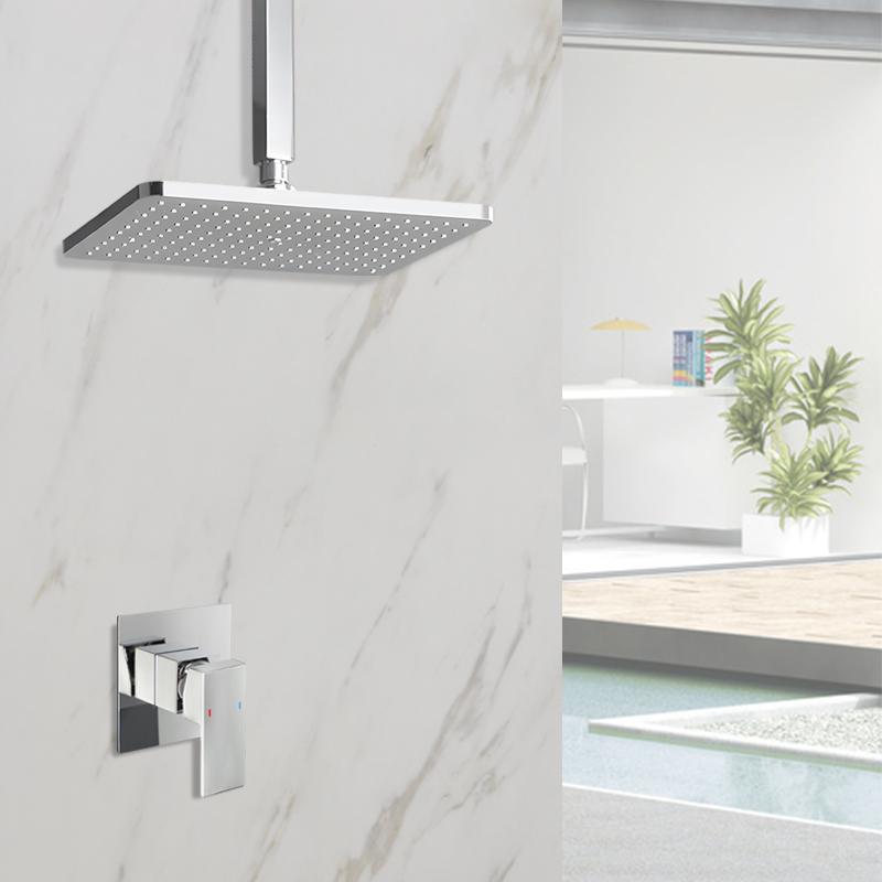 Встраиваемый в стену смеситель для душевой кабины в ванной комнате, верхнее крепление, потолочный кронштейн, большая панель, душевая головка «тропический душ», смеситель для ванны, набор для душа с горячей и холодной водой