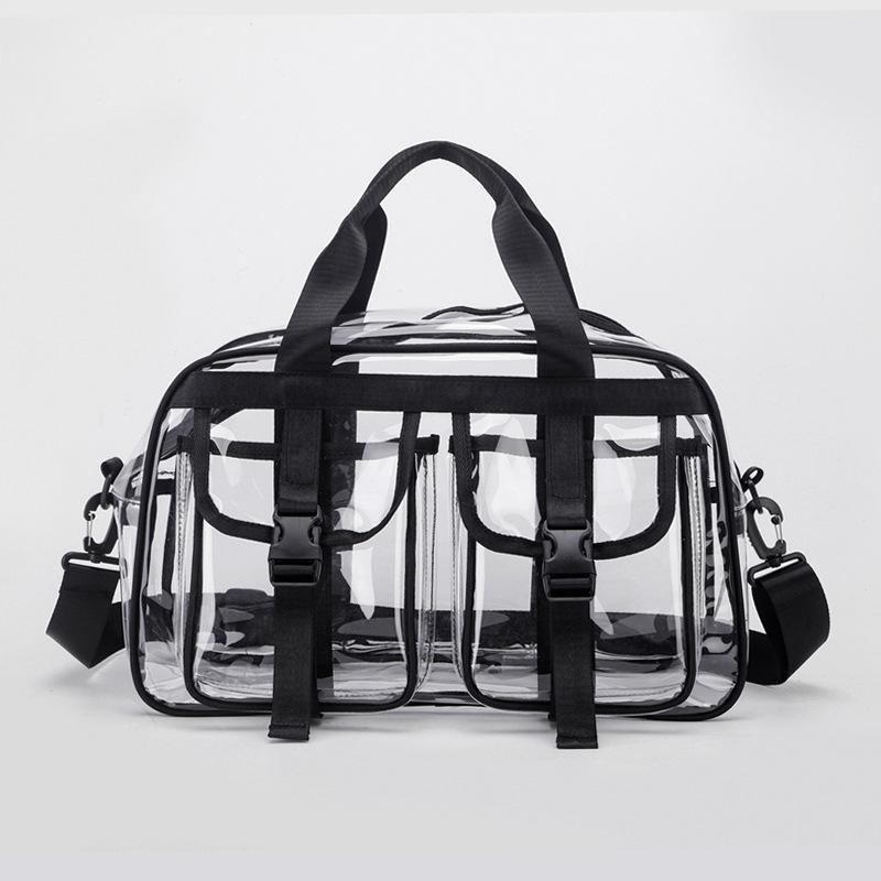 Fashion Versatile Solid Color PVC Transparent Travel Duffels 2026 New Hot Sale Zipper Simple Large Capacity Casual Shoulder Bag