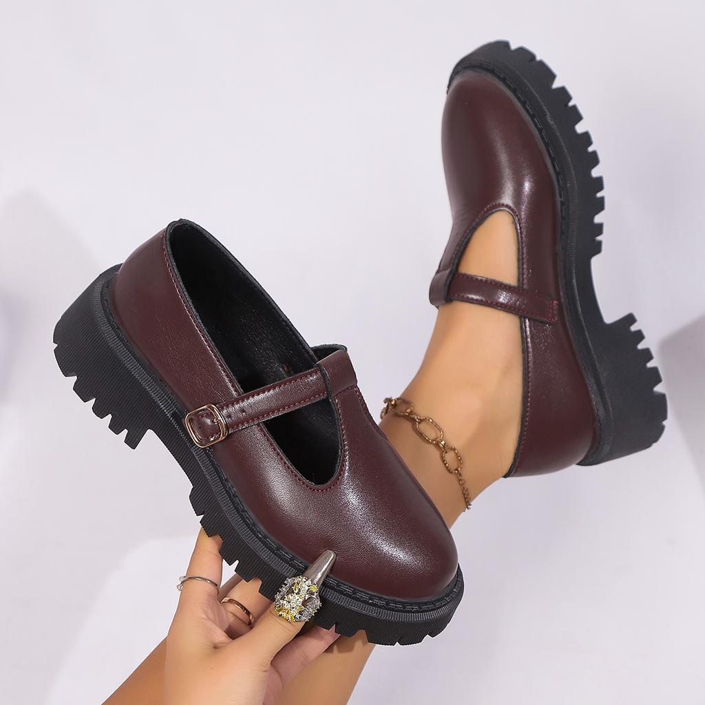 Женские кроссовки однотонные туфли Мэри Джейн на платформе женские повседневные кроссовки с пряжкой на ремешке женские туфли на толстой подошве для студенческой формы