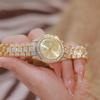 2024 Золотые часы с бриллиантами для женщин, известный роскошный бренд, водонепроницаемые элегантные женские наручные часы с ремешком из нержавеющей стали