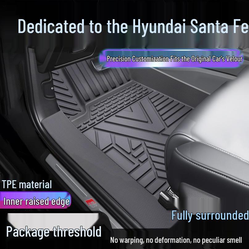 Полные коврики в салон Hyundai Santa Fe из ТПЭ: Водонепроницаемая, грязеотталкивающая защита ковра и порога