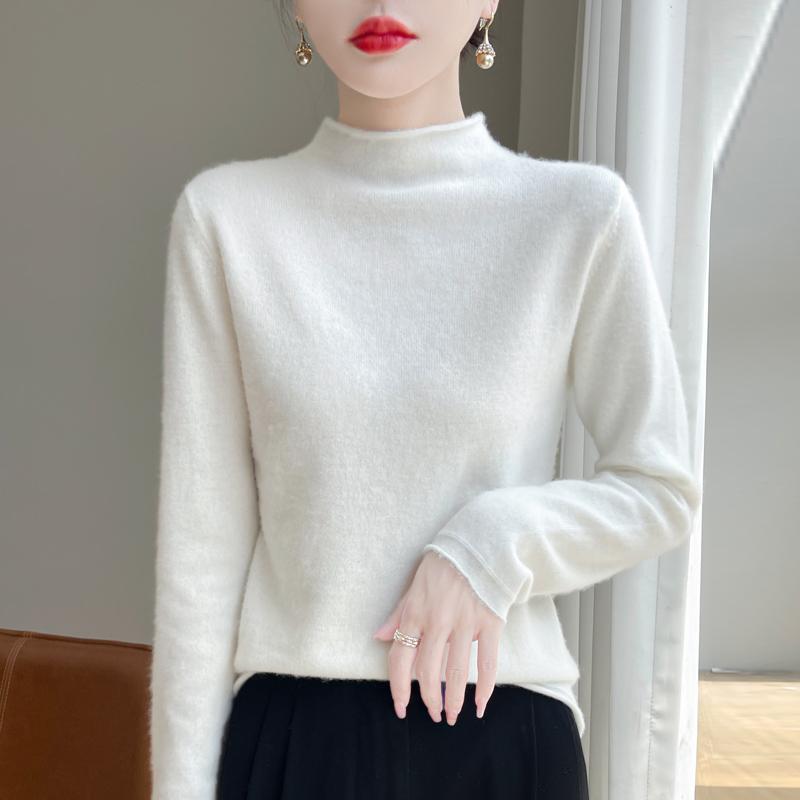 Женский кашемировый свитер Qinghe Cashmere 30% Кашемир 70% Шерсть Осенне-зимний кашемировый пуловер Мягкий и теплый
