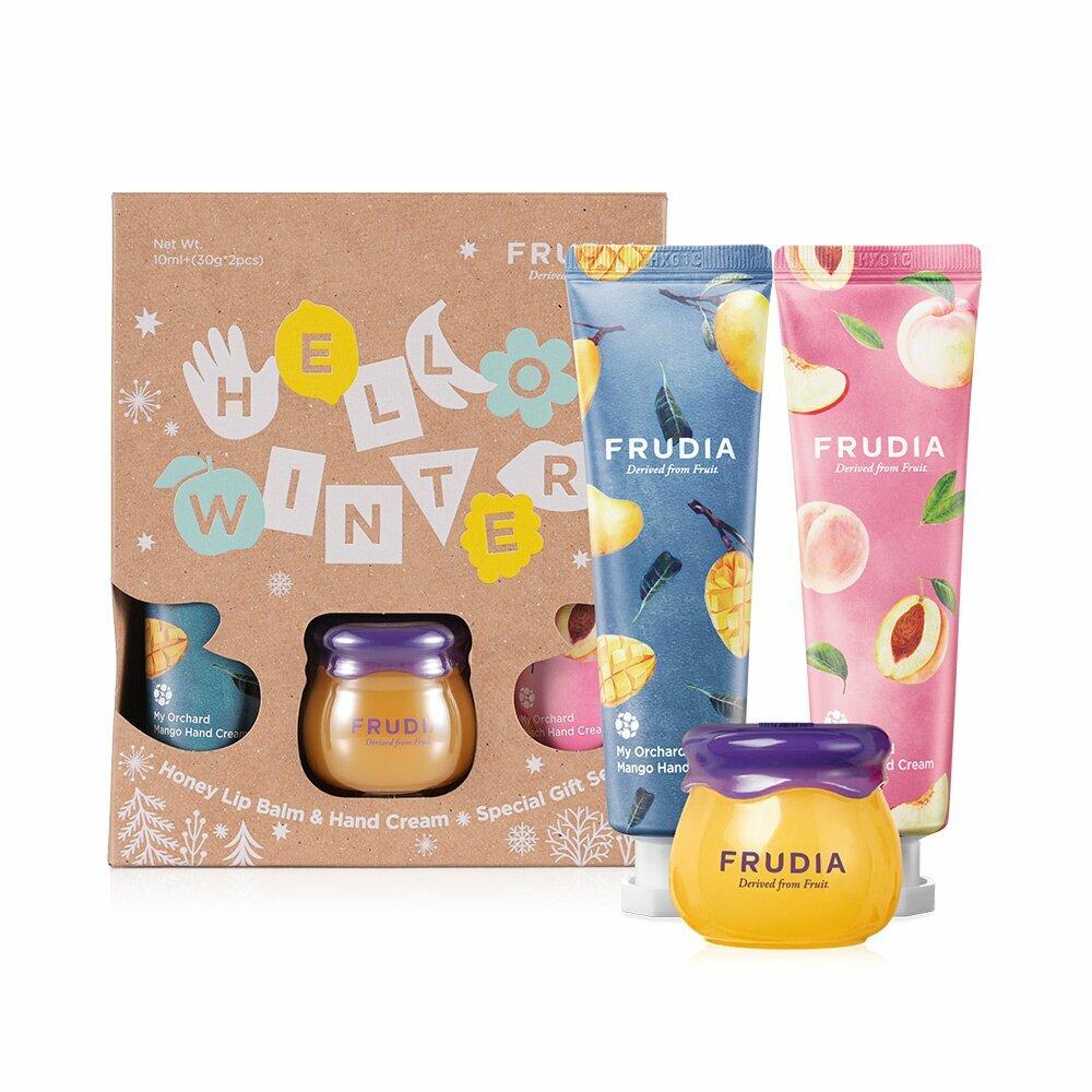 Frudia Медовый бальзам для губ и крем для рук Подарочный набор премиум-класса (Бальзам для губ 10 мл + крем для рук 30 мл*2 шт.)