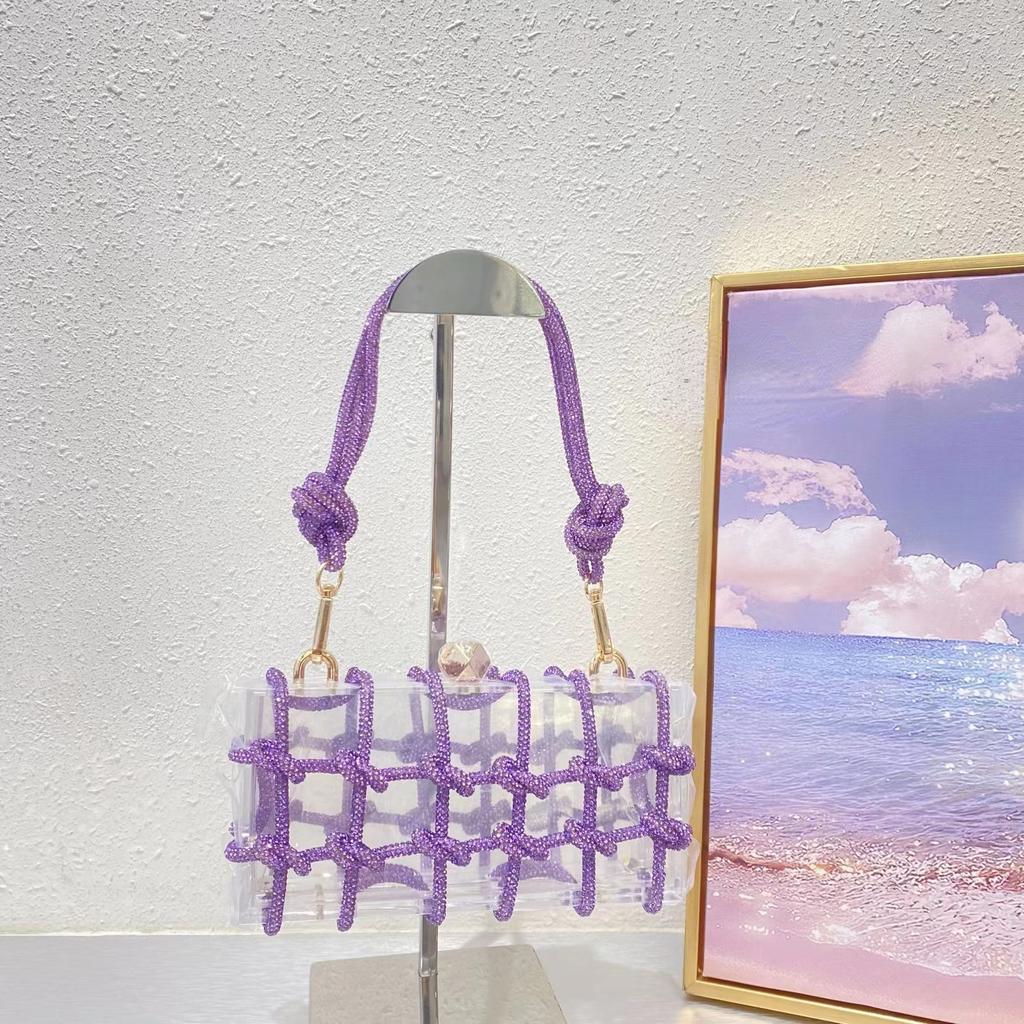 Модные тенденции Стразы Кошелек Сумки Для Женщин 2024 Новая Элегантная И Универсальная Вечеринка Квадратная Сумка Кристалл Клатч