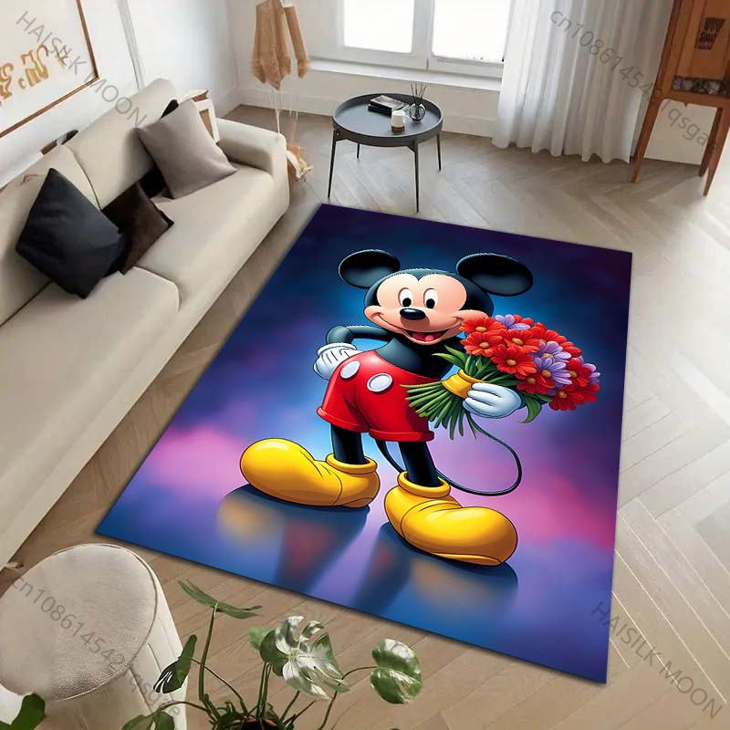 1PC Disney Mickey Mouse Print Cartoon Carpet for Living Room Bedroom Kid's Room Home Decor Area Rug Non-slip Mat Luxury Gift