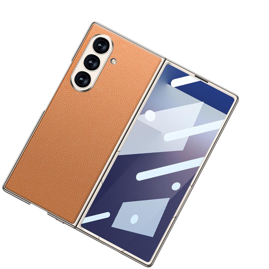 Samsung Zfold7 Mobile Phone Case Matte Paint Plain Leather Built In Wireless Charging Film Creative Protection Case