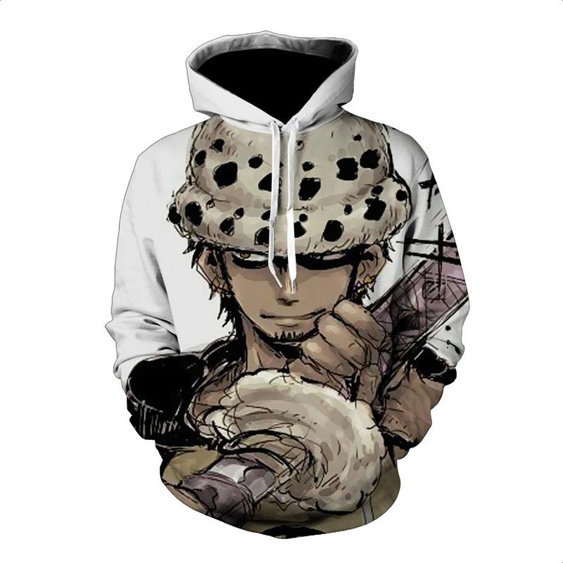 Мужская модная толстовка с длинным рукавом, напечатанный аниме-принт ONE PIECE, Трафальгар Д. Вотер Ло, мультяшная толстовка