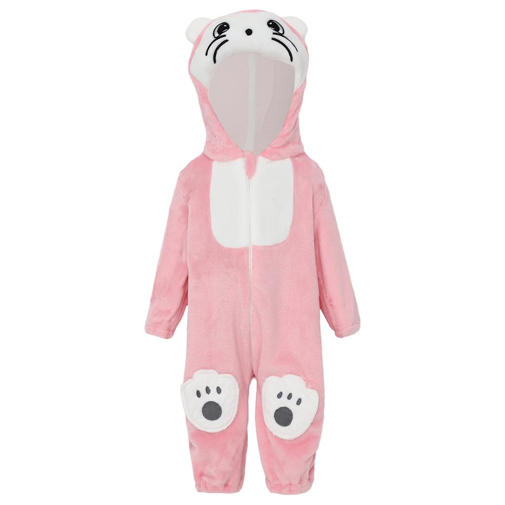 Toddler Animal Jumpsuit Cute Cartoon Hooded 3D Tail Zip Up Long Sleeve Home Casual