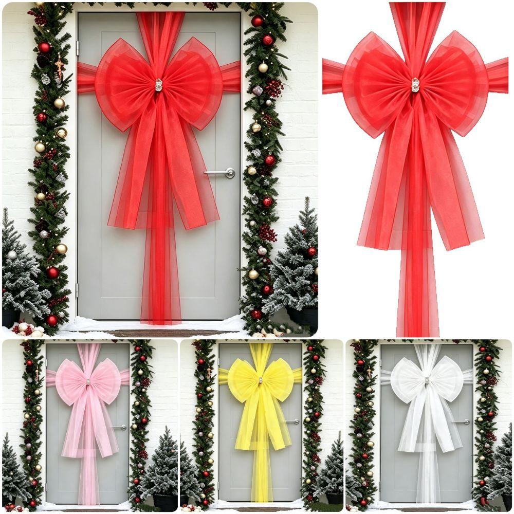 Large Size Christmas Door Bow Long Ribbon Large Ribbon Bow Decorative Door Bow Home Decoration