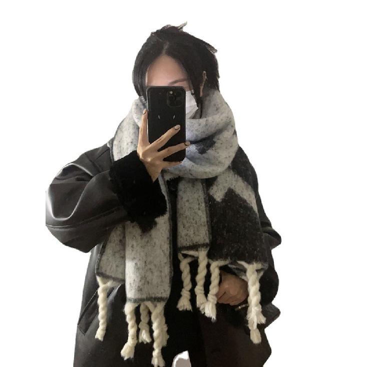 F-Word южнокорейский новый мохеровый шарф с плетением из жареного теста, женская зимняя шаль, утолщенный высококачественный плюшевый шарф, сохраняющий тепло